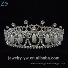 Fashion Full Round Tiara White Pearl Tiara Crown